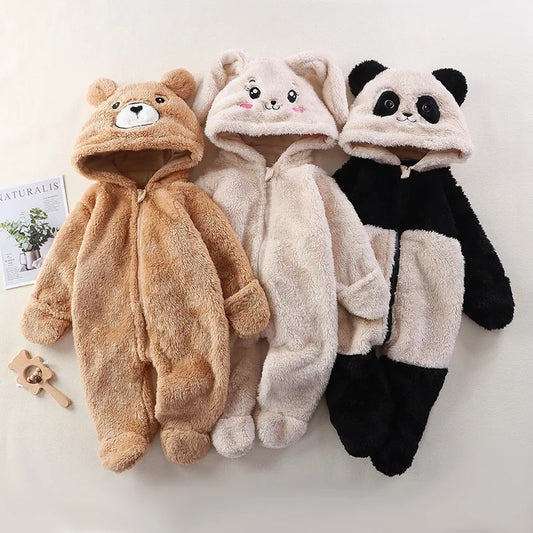 Cartoon Hooded Baby Jumpsuits